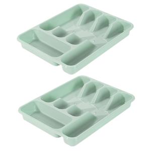 Bestekbak - turquoise - 5 vakken - 34 x 26 x 5 cm - lade indeling - bestekhouders