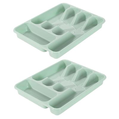 Bestekbak - turquoise - 5 vakken - 34 x 26 x 5 cm - lade indeling - bestekhouders