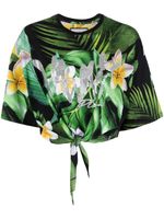 Philipp Plein t-shirt crop à fleurs - Vert