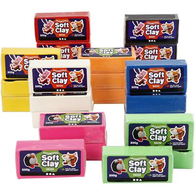 Creativ Company Boetseerklei, afm 13x6x4 cm, diverse kleuren, 24x500 gr/ 1 doos