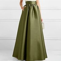 Dames Rok A-lijn Schommel Maxi Hoge taille Rokken Zak Effen Feest Afspraakje Winter Polyester Elegant Modieus Zwart Leger Groen Rood Lightinthebox