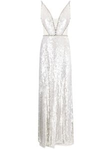 Jenny Packham robe longue sans manches à sequins - Blanc