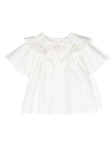 Chloé Kids blouse en broderie anglaise - Blanc