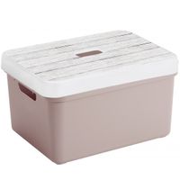 Opbergbox/mand oudroze 13 liter kunststof met deksel