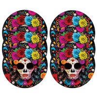 Day of the dead bordjes - 12x - gekleurd - papier - D23 cm - Feestbordjes