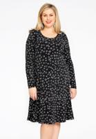 Yoek Jurk met ruches CIRCLES | Zwart | Maat 50/52