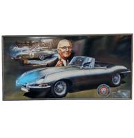 Zapadlik Vintage Jaguar E-Type Ingelijst Emaille Artwork - 60 x 31cm