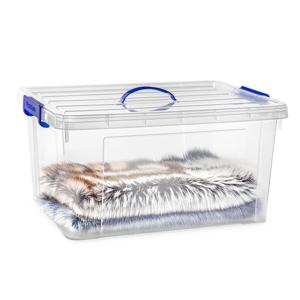 Opslagbox met deksel - transparant blauw - 54 liter - 60 x 45 x 30 cm - kunststof