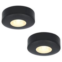 Set van 2 Pavo - Platte LED opbouwspots 23mm - 3W 300lm - 2700K - Dimbaar - Rond - IP44 - Zwart