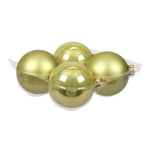 Grote kerstballen - 4x st - oasis/pistache groen - 10 cm - glas