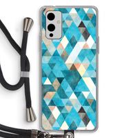Gekleurde driehoekjes blauw: OnePlus 9 Transparant Hoesje met koord