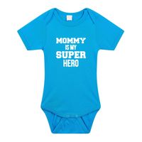 Mommy super hero geboorte cadeau / kraamcadeau romper blauw voor babys / jongens - thumbnail