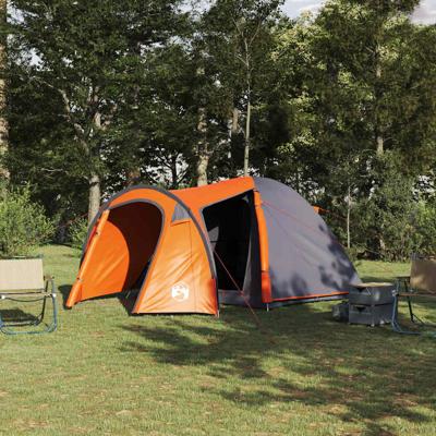 Koepeltent met dak met opslag met luchtopening Grijs en Oranje 384 x 254 x 170 cm