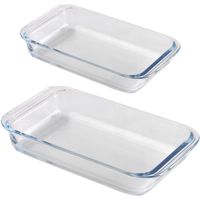 Ovenschaal set 2-delig - rechthoek - glas - 0,8L en 1,6L