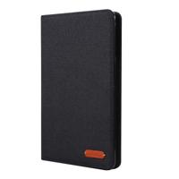Voor iPad Mini 4/3/2/1 doek Teature horizontale Flip PU lederen draagtas met met houder & kaartsleuven (zwart)