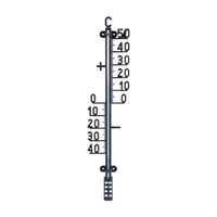 Buiten profiel thermometer zwart van kunststof 10 x 41 cm