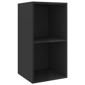 The Living Store Tv-wandmeubel 37x37x72 cm spaanplaat hoogglans zwart - Kast