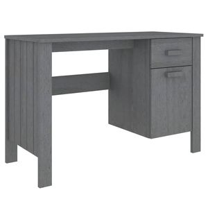 The Living Store HAMAR Bureau - 113 x 50 x 75 cm - Massief grenenhout en MDF - donkergrijs