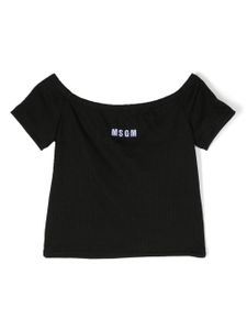 MSGM Kids t-shirt crop à logo brodé - Noir