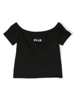 MSGM Kids t-shirt crop à logo brodé - Noir - thumbnail