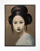 Urban Cotton Wandkleed 'Tsuru' 80 x 110cm in Floating Frame - black