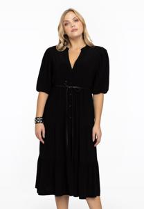 Yoek Jurk met pofmouw | Zwart | Maat 42/44