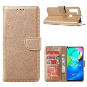 Book Cover Motorola Moto G8 Power Goud met Standaard