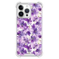 iPhone 14 Pro Max shockproof hoesje - Floral violet