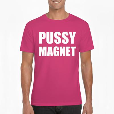 Foute party T-shirt voor heren - Pussy magnet - roze - feestkleding
