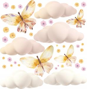 Muurstickers - Vlinders en Wolken