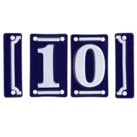 Best for Boots huisnummer 10 - met sierrand - Oudhollands - emaille - blauw/wit Best for Boots huisnummer 10 - met sierrand - Oudhollands - emaille - blauw/wit