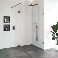 BRAUER Void inloopdouche helder glas 130x200 met 40 zijwand incl. glascoating PVD gunmetal geborsteld GS-VOI2H13040200GM