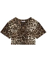 Dolce & Gabbana Kids t-shirt crop à imprimé léopard - Marron