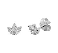 Oorknoppen Lotus zilver-zirconia wit 5 x 6 mm