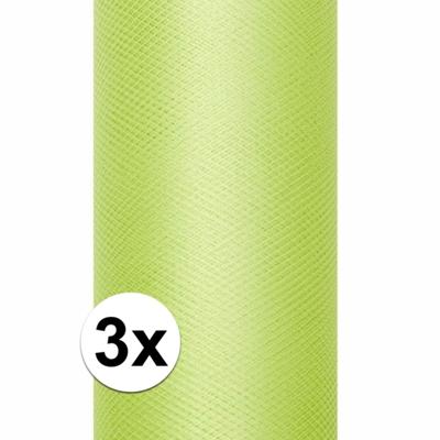 Glitter tule stof - 3x - groen - 15 x 900 cm - hobbyartikelen/knutselspullen