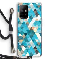 Gekleurde driehoekjes blauw: Oppo A94 5G Transparant Hoesje met koord