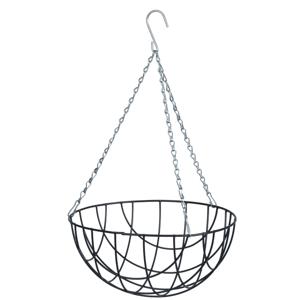 Nature Hanging basket - metaaldraad - donkergroen - 16 x 30 cm - hangende bloemen