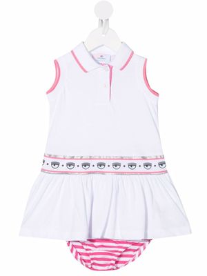 Chiara Ferragni Kids robe-polo Logomania - Blanc