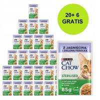 PURINA Cat Chow Sterilised with lamb and green beans in sauce - nat kattenvoer - 26x85g (20 + 6 GRATIS) PURINA Cat Chow Sterilised with lamb and green beans in sauce - nat kattenvoer - 26x85g (20 + 6 GRATIS)