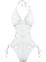 Amir Slama cut out pattern swimsuit - Blanc - thumbnail