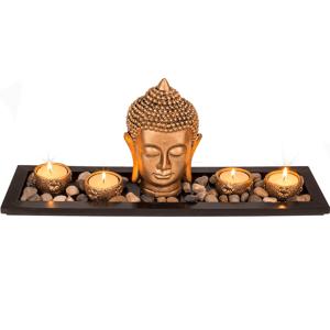 Out of the blue Boeddha hoofd - met waxinelichthouders - 41 cm