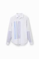 Shirt met gestreepte patch - BLUE - S - thumbnail