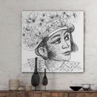 MUST Living Wandpaneel Balinese Girl Kadek 100 x 100cm - Zwart, Wit