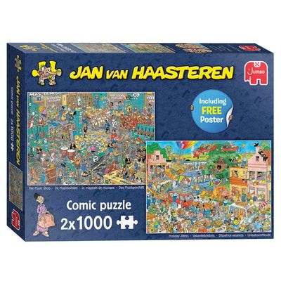 Jan Van Haasteren legpuzzel - muziekwinkel en vakantiekriebels, 1000st.