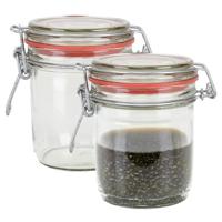 Weckpot/inmaakpot - 2x - glas - 300 ml - met beugelsluiting - transparant