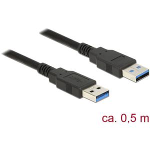 Delock USB-kabel USB 3.2 Gen1 (USB 3.0 / USB 3.1 Gen1) USB-A stekker, USB-A stekker 0.50 m Zwart Vergulde steekcontacten 85059