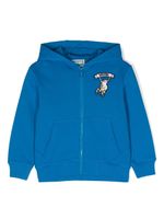 Kenzo Kids hoodie zippé à patch logo - Bleu - thumbnail