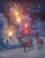 Canvas hert en huis led 48x38 cm - Annas collection
