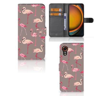 Samsung Galaxy Xcover 7 | Telefoonhoesje | Met pasjeshouder | Flamingo