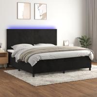 Boxspring met matras en LED fluweel zwart 200x200 cm